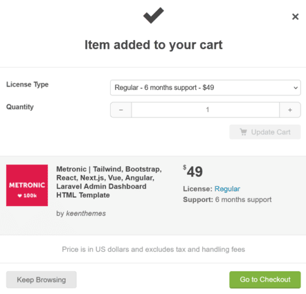 Add to cart item